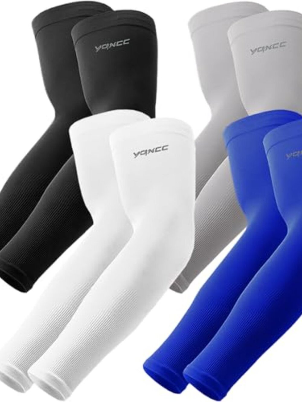 Cooling UV Protection Arm Sleeves for Men Women, 4 Pack Sports Compression - Picture 2 of 7